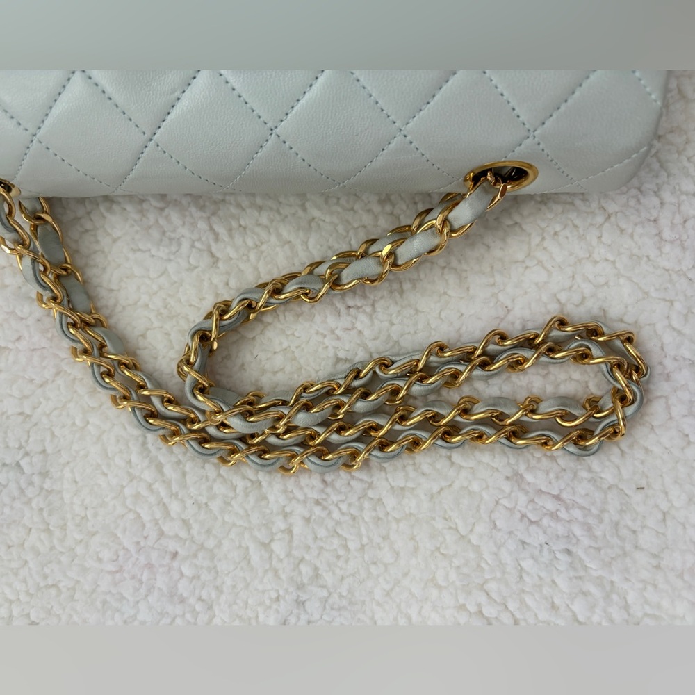 Chanel Classic Flap Lambskin Baby Blue 24K GHW - Picture 11 of 14
